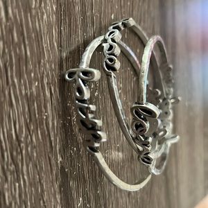 Faith Hope Love Brushed Nickel Bangle Bracelet Set (3)